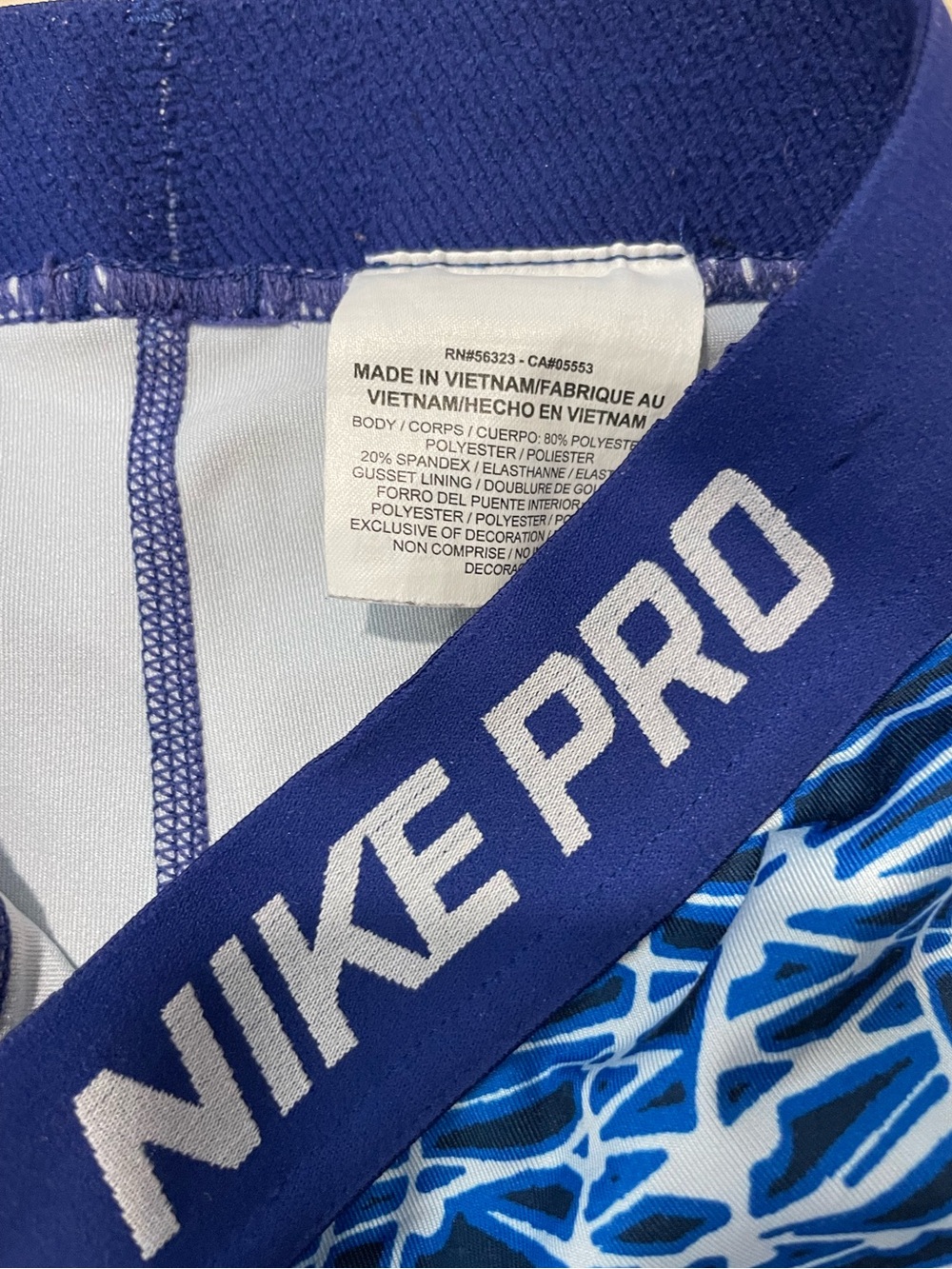 Nike Pro Blue and White Printed Compression Leggings - Picture 3 of 10
